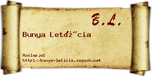 Bunya Letícia névjegykártya